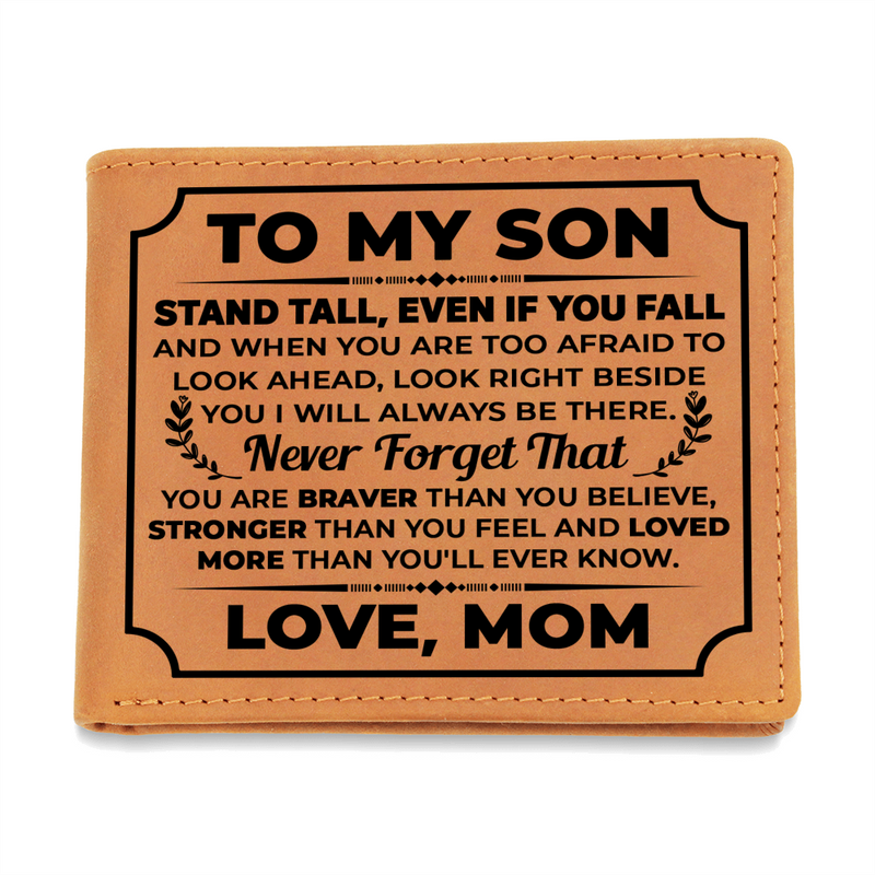 To My Son Stand Tall (Black) – Leather Wallet
